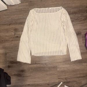 BP Cream Striped Crew Neck Sweater